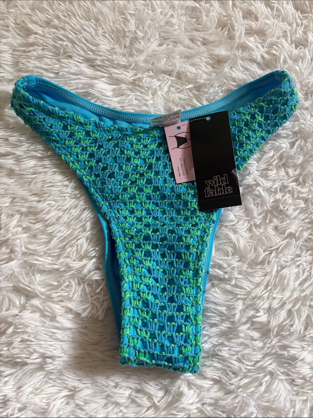 NWT Wild Fable Blue And Green Crochet Swim Bottoms Size XS